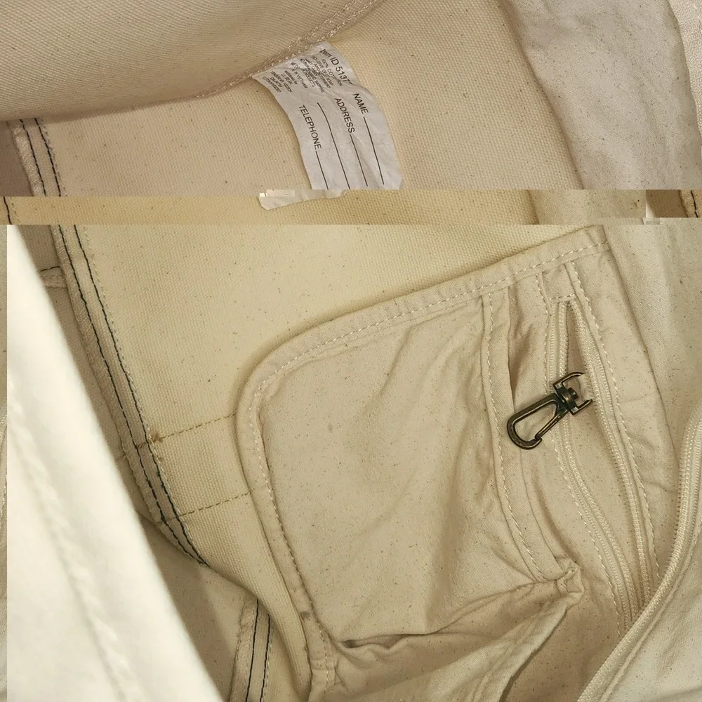 L L Bean Nor'easter Tote Navy/Creme Weather Resistant Boat Bag/Strap  CLEAN BIG